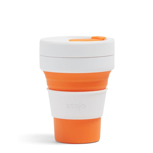 Bielo-oranžový skladací cestovný hrnček Stojo Pocket Cup, 355 ml