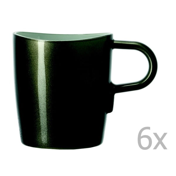 Sada 6 sivých metalických hrnčekov na kávu LEONARDO Loop, 260 ml