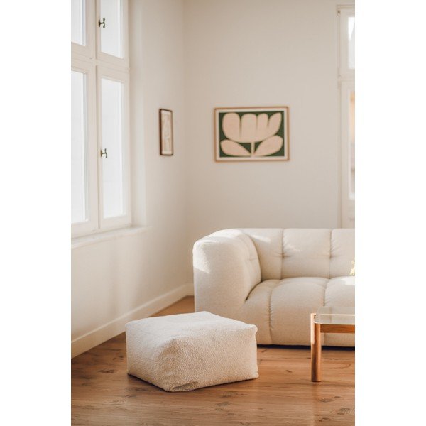 Béžový taburet z textílie buklé Keno – noo.ma-image-1