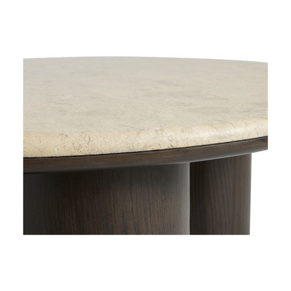 Okrúhly konferenčný stolík s mramorovou doskou v tmavo prírodnej farbe ø 90 cm Piazze – Unique Furniture-image-2