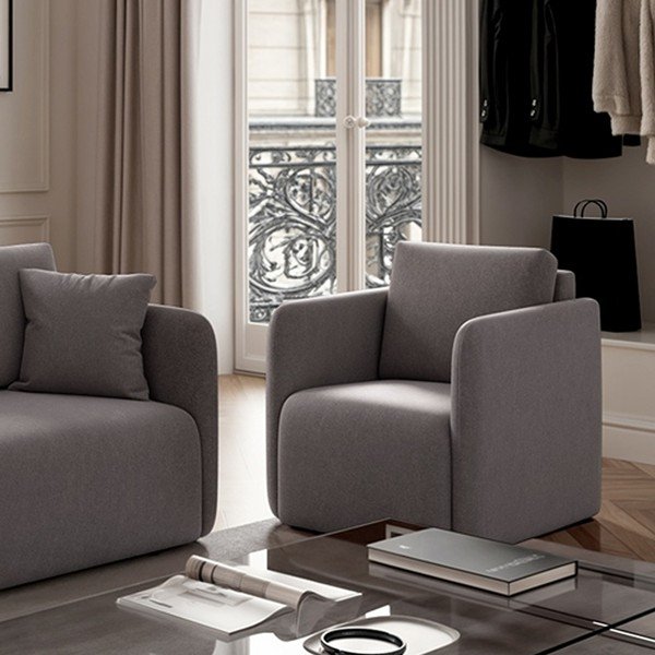 Sivé zamatové kreslo Chaum – Rodier-image-3