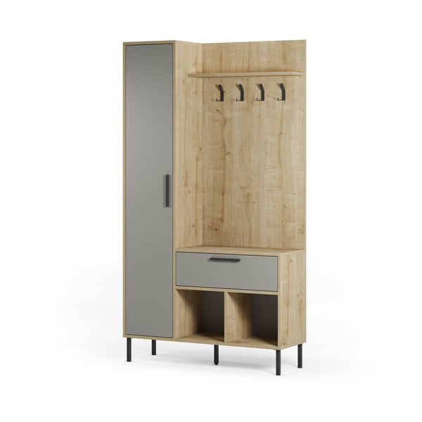 Predsieňová zostava v dekore duba v zeleno-prírodnej farbe 108x195x35 cm Heidy – Marckeric-image-3