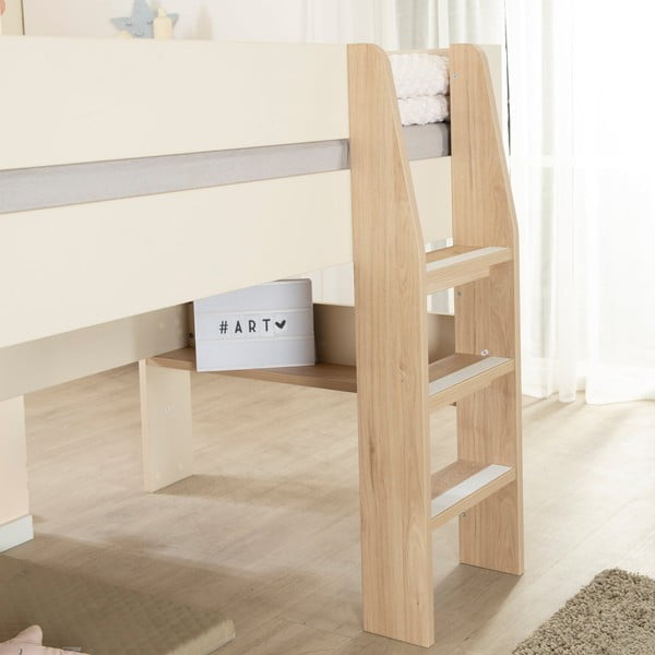 Béžová vyvýšená detská posteľ bez roštu 90x200 cm Loft – Roba-image-4