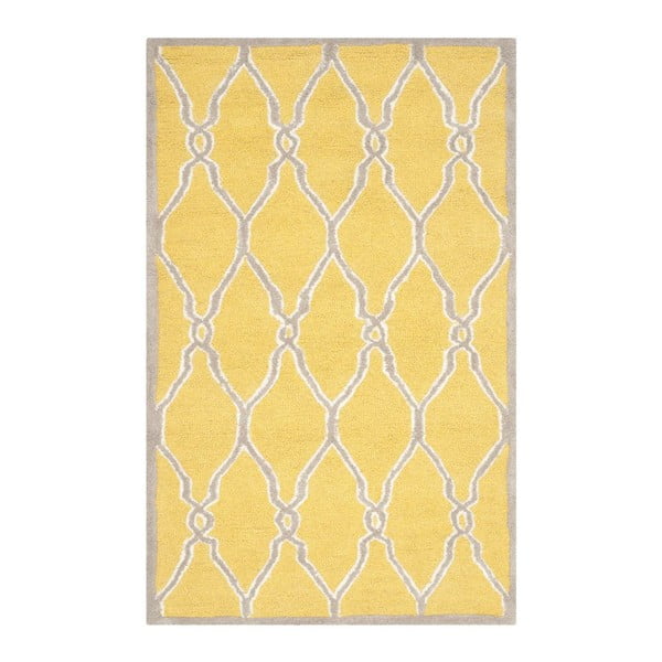 Vlnený koberec Augusta Yellow, 91 × 152 cm