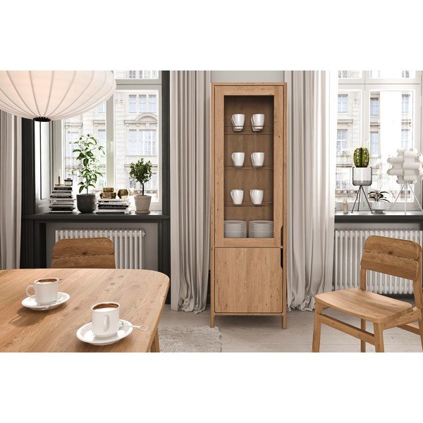 Vitrína z dubového dreva v prírodnej farbe 59x188 cm Twig – The Beds-image-3