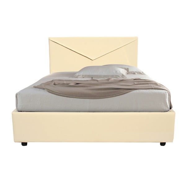 Béžová jednolôžková posteľ s úložným priestorom a poťahom z koženky 13Casa Mina, 120 x 190 cm