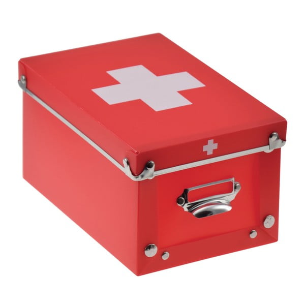 Červený úložný box na lieky Incidence Cross
