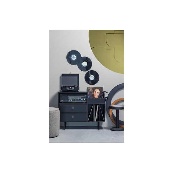 Čierna gramofónová skrinka z borovicového dreva 90x73 cm Jackson – WOOOD-image-4