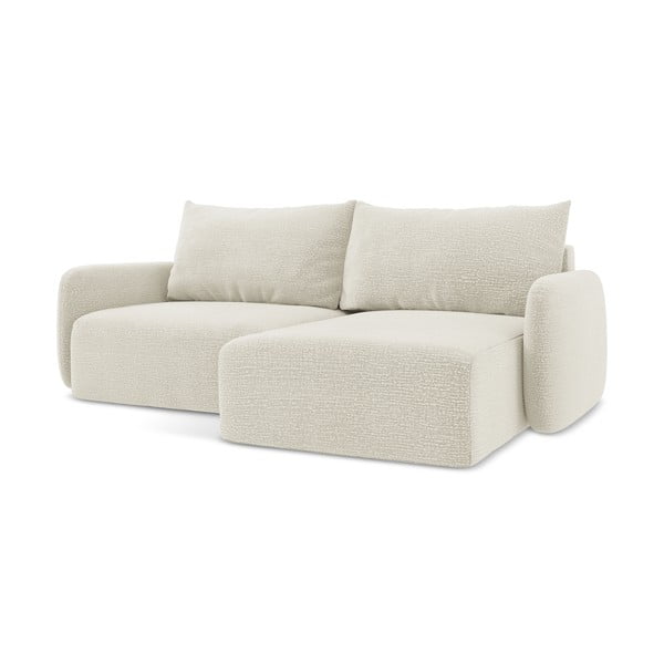 Krémovobiela rozkladacia/s úložným priestorom rohová pohovka (pravý roh) Kalena – Makamii-image-1