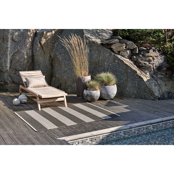 Antracitovo-krémový vnútorný a vonkajší koberec 140x180 cm Bob Charcoal Linen – Pappelina-image-3