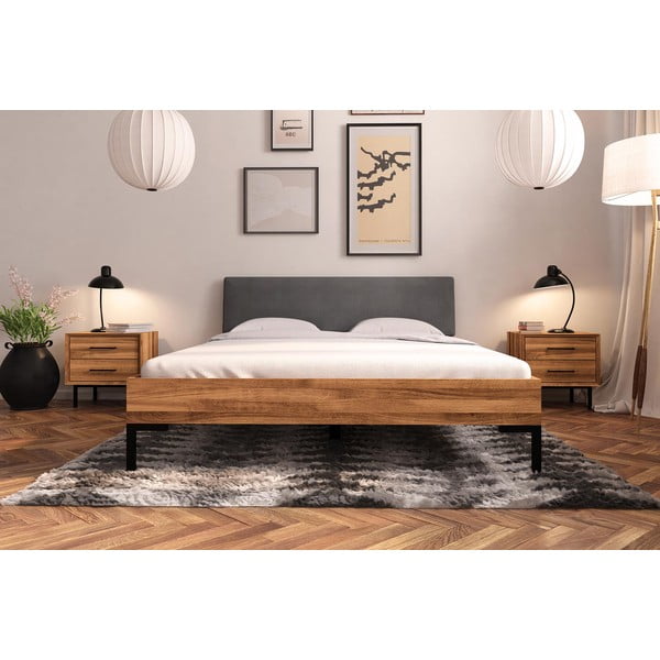 Dvojlôžková posteľ z dubového dreva s čalúneným čelom 140x200 cm Abises 1 - The Beds-image-1