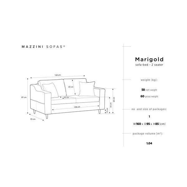 Tmavomodrá dvojmiestna pohovka Mazzini Sofas Marigold-image-4