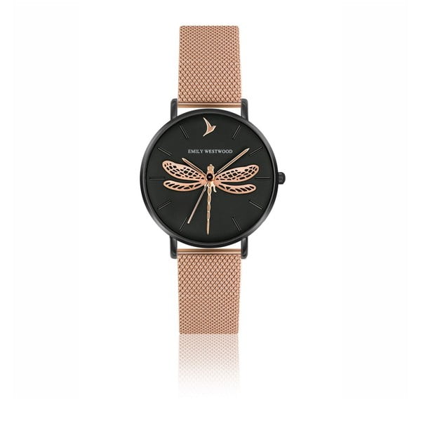 Dámske hodinky s antikoro remienkom v ružovozlatej farbe Emily Westwood Dragonfly