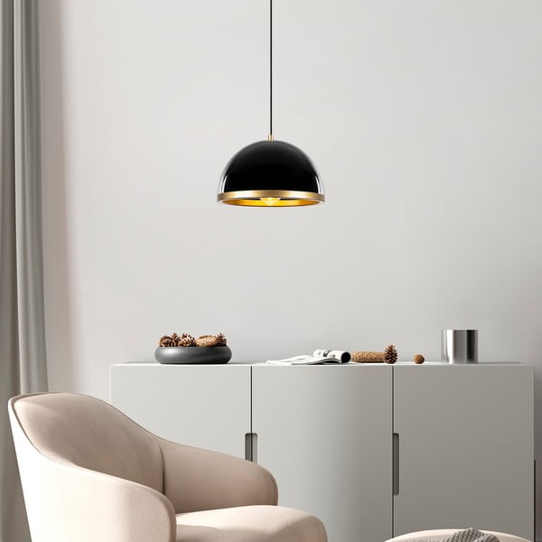 Závesné svietidlo v čiernej a zlatej farbe s kovovým tienidlom ø 30 cm Ferenci – Opviq lights-image-1