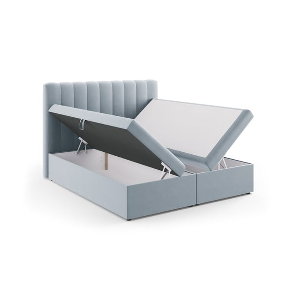 Svetlomodrá boxspring posteľ s úložným priestorom 180x200 cm Gina – Milo Casa-image-3