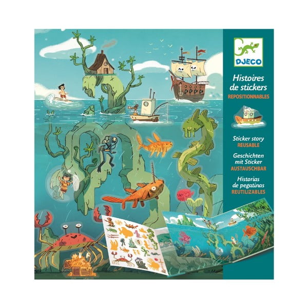 Set knihy s premiestniteľnými samolepkami Djeco Sea Sticker Story-image-1