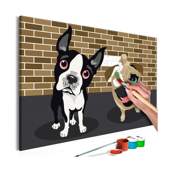 DIY set na tvorbu vlastného obrazu na plátne Artgeist Cute Dogs, 60 × 40 cm