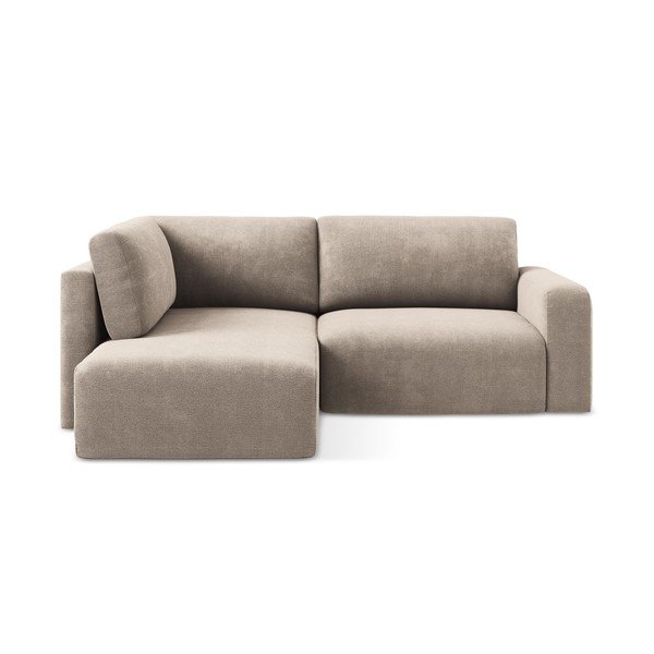 Béžová ženilková rozkladacia/s úložným priestorom rohová pohovka (ľavý roh/do L) Kona – Makamii