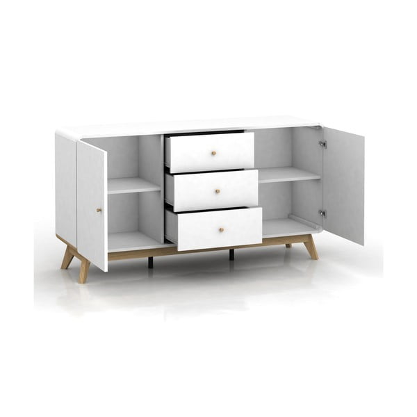 Biela nízka komoda 140x75 cm Caitlin – Støraa-image-3