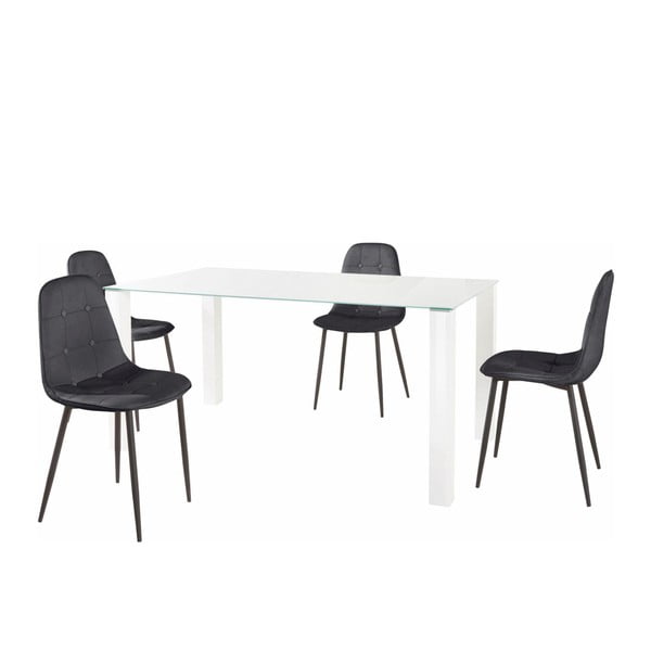 Sada jedálenského stola a 4 čiernych stoličiek Støraa Dante, dĺžka stola 160 cm