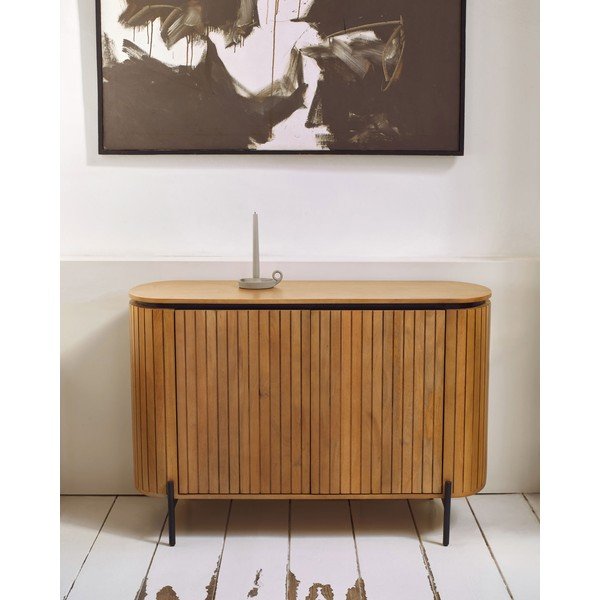 Nízka komoda z mangového dreva v prírodnej farbe 120x80 cm Licia – Kave Home-image-1