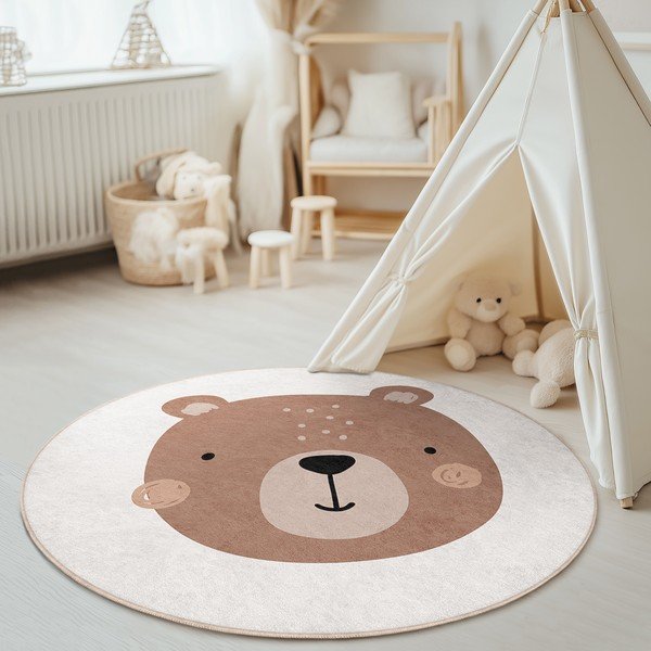 Hnedý/krémový prateľný detský koberec ø100 cm Teddy Bear – Mila Home-image-3