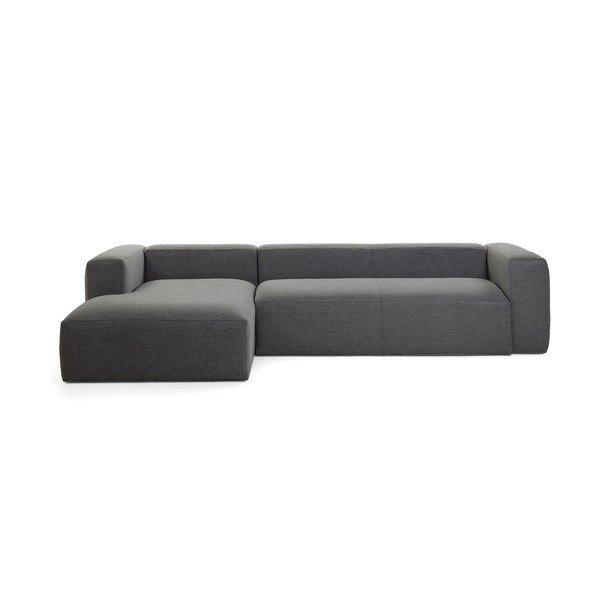 Tmavosivá rohová pohovka Kave Home Blok, ľavý roh-image-1