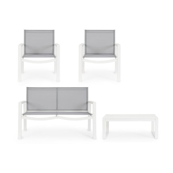Biela hliníková záhradná lounge súprava pre 4 Kallen – Bizzotto-image-2