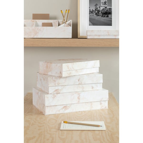 Béžové kartónové úložné boxy v súprave 3 ks s vekom 42,5x29,5x13 cm Kian Paper Laminate – Bigso-image-1