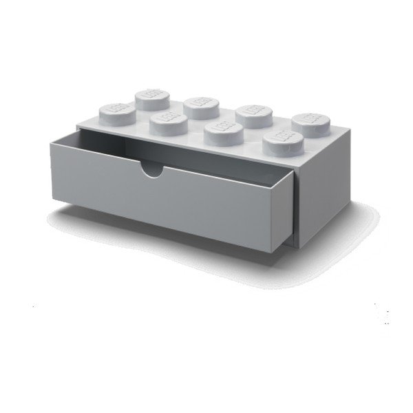Sivý stolový box so zásuvkou LEGO® Brick, 31,6 x 11,3 cm-image-3