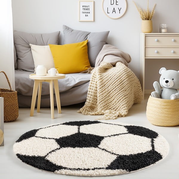 Čierno-krémový detský koberec ø 120 cm Fun – Ayyildiz Carpets-image-1