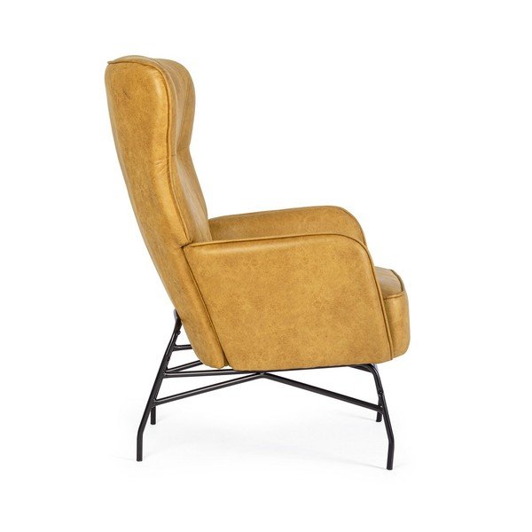 Kreslo z imitácie kože v horčicovej farbe Nasira – Bizzotto-image-3