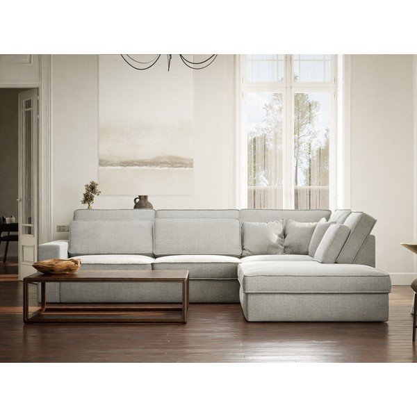 Svetlosivá ženilková rohová pohovka (pravý roh/do L) Kirou – Maison de Rêve-image-4