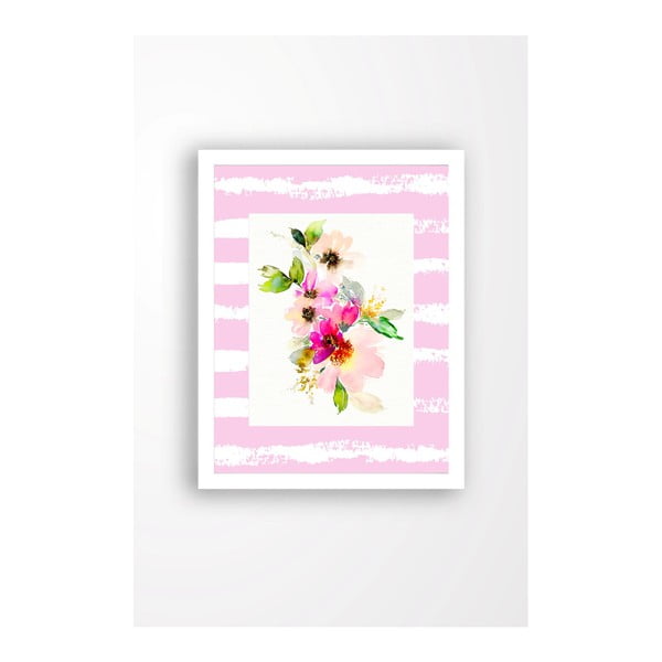 Nástenný obraz na plátne v bielom ráme Tablo Center Pink Garden, 29 × 24 cm