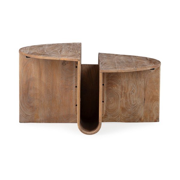 Tmavo prírodný okrúhly konferenčný stolík z mangového dreva ø 80 cm Divya – MOME-image-1