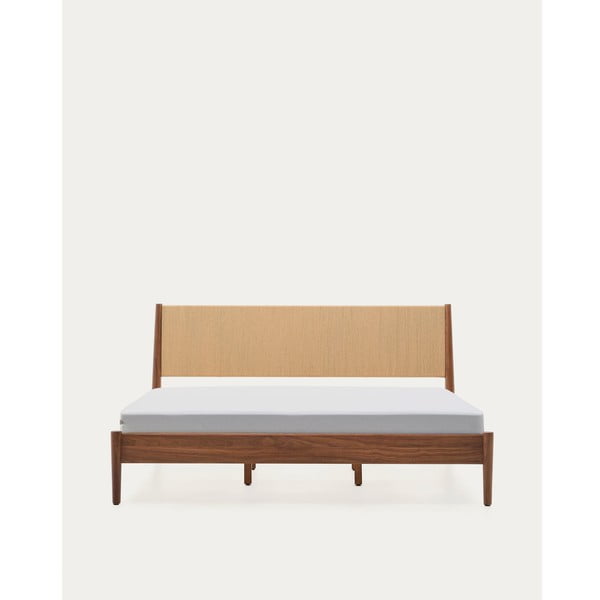 Tmavohnedá dvojlôžková posteľ z orechového dreva s roštom 180x200 cm Elan – Kave Home-image-4