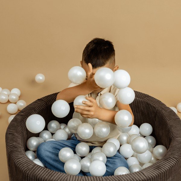 Tyrkysovomodrý menčestrový bazénik s loptičkami ø 90x30 cm Montessori – Meowbaby-image-3