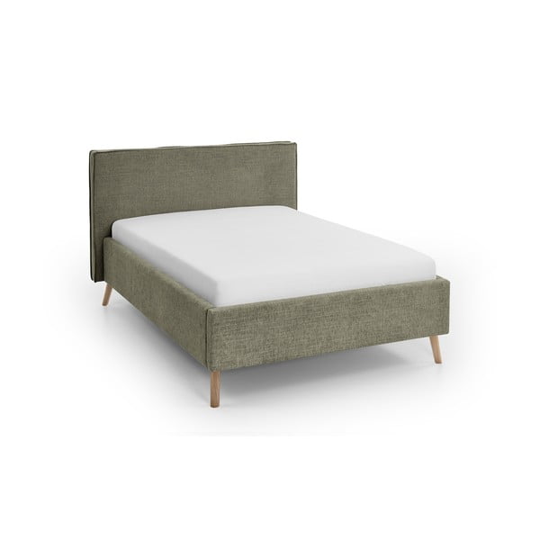 Tmavozelená čalúnená dvojlôžková posteľ s úložným priestorom s roštom 140x200 cm Riva – Meise Möbel