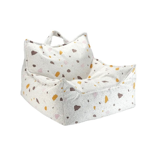 Biely detský sedací vak z textílie buklé/ženilkový Terrazzo Chair – Wigiwama