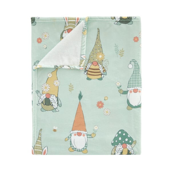 Svetlozelená deka s veľkonočným motívom z mikroplyšu 130x170 cm Spring Gonks – Catherine Lansfield