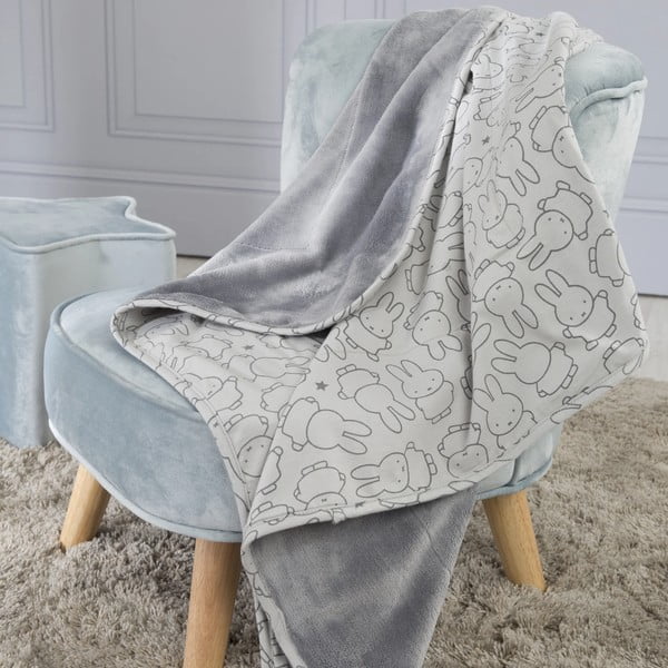 Sivá bavlnená detská deka 80x80 cm Miffy – Roba-image-1