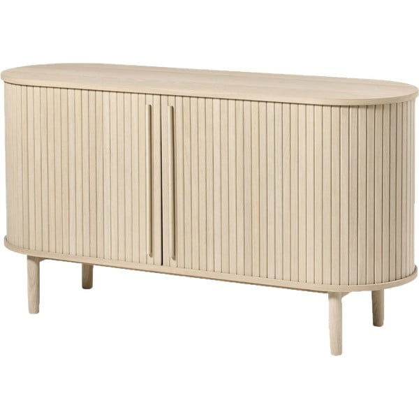 Komoda v dekore duba s posuvnými dverami v prírodnej farbe 140x76x45 cm Meta – Unique Furniture