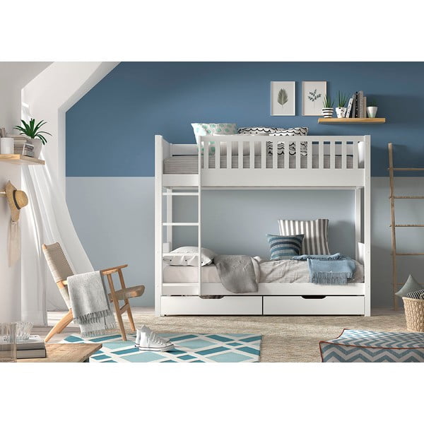 Biela poschodová detská posteľ 90x200 cm Scott - Vipack-image-4