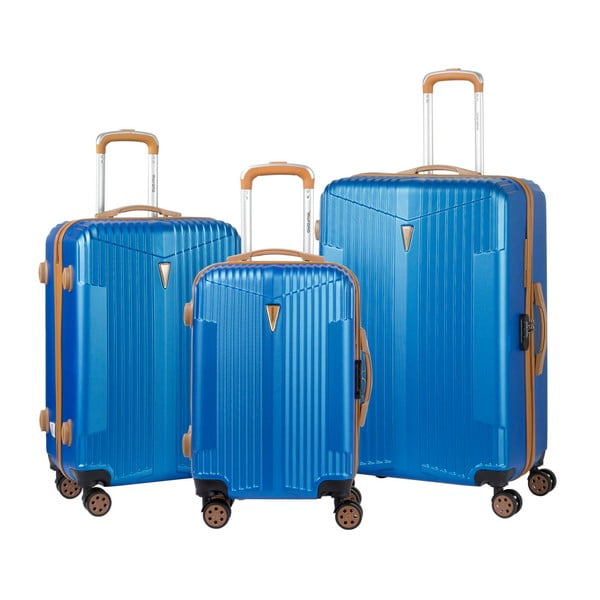 Sada 3 modrých kufrov na kolieskach Murano Europa