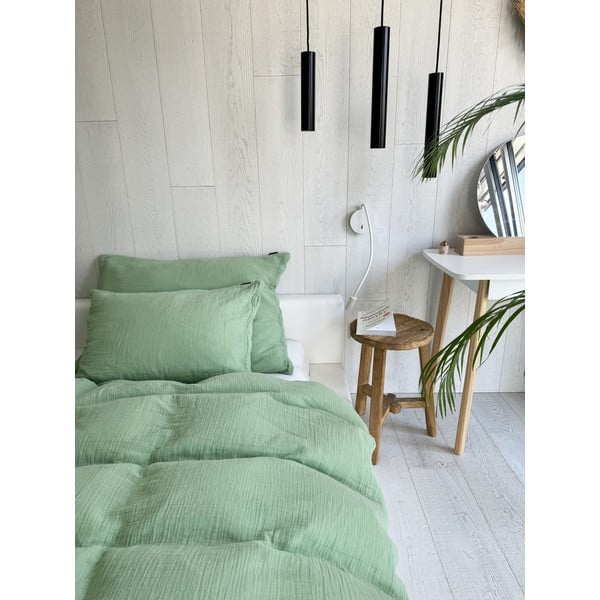 Zelené mušelínové obliečky na jednolôžko 135x200 cm Plain Muslin – Butter Kings