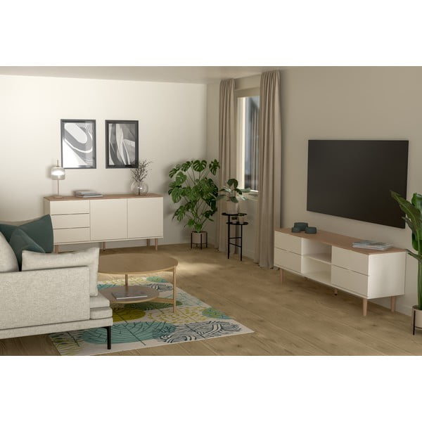 TV stolík v dekore duba v bielo-prírodnej farbe 162x61 cm Skagen – Tenzo-image-1
