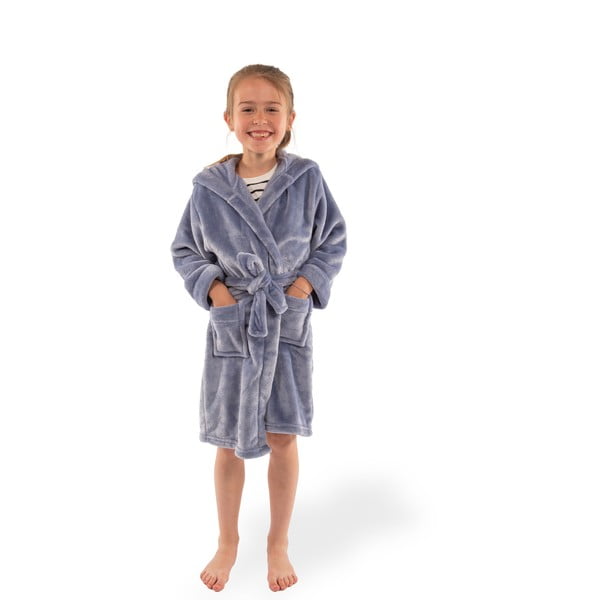 Modrý detský župan z mikroplyšu veľkosť 122-128 Delux – Tiseco Home Studio-image-1