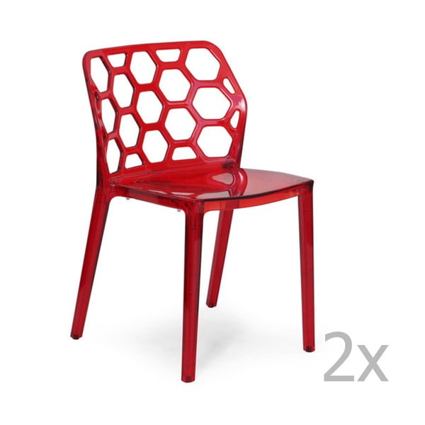 Sada 2 červených stoličiek Garageeight Honeycomb