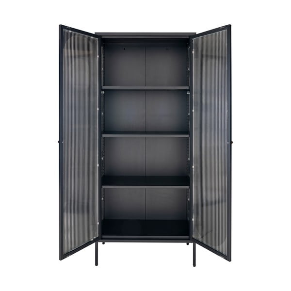 Čierna kovová vitrína 80x180 cm Adelaide – House Nordic-image-2