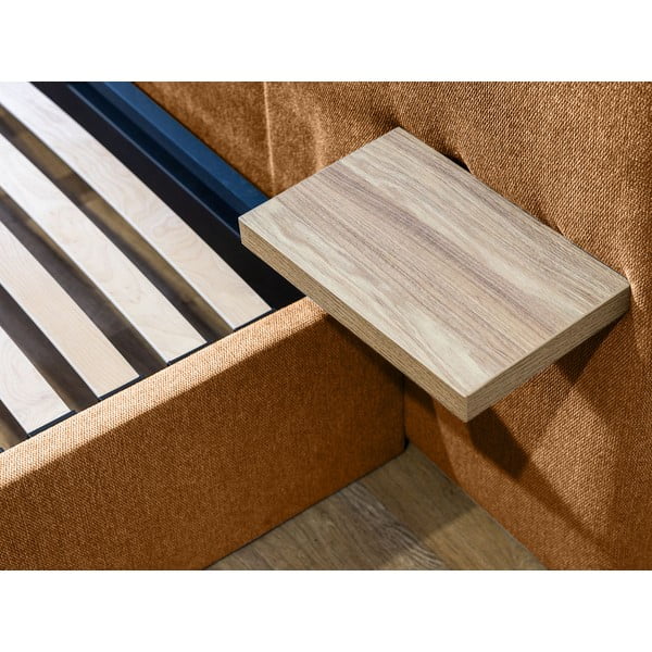 Okrovožltá čalúnená dvojlôžková posteľ s úložným priestorom s roštom 160x200 cm Blandine – Bobochic Paris-image-4